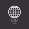 Globe logo monogram mockup, overlapping thin line modern symbol, global communication technology emblem
