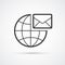 Globe mail flat line trendy black icon. Vector eps10