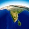 Globe map of Asia, satellite view, geographical map, physics. Cartography, relief atlas. India, Sri Lanka, Pakistan,