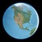 Globe map of North America, satellite view, geographical map, physics. Cartography, relief atlas.