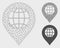 Globe Marker Vector Mesh 2D Model and Triangle Mosaic Icon