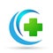 Globe medical health care cross people healthy life care logo design icon on white background