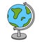 Globe - model of earth. Colored doodle style illustration