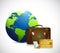 Globe, money and travel suitcase illustration
