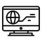 Globe monitor icon, outline style