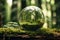 Globe on Moss in Forest, Environmental Concept