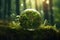 Globe on Moss in Forest, Environmental Concept