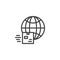 Globe and parcel box line icon