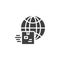 Globe and parcel box vector icon