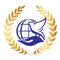 Globe people/dove logo icon on white background.