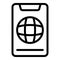 Globe phone icon, outline style
