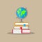 Globe, pile of books. education concept