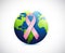 Globe and pink support ribbon illustration