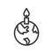 Globe or planet earth icon with candle ,pray for world concept