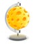 Globe planet made of yellow porous cheese