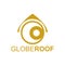 Globe roof logo concept design template in gold brown color