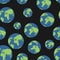 Globe seamless pattern. Globes of earth background. Planets o b