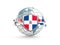 Globe and shield with flag of dominican republic isolated