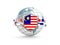 Globe and shield with flag of malaysia on white