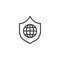 Globe shield outline icon