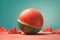 Globe sphere orb watermelon concept on pastel background. minimal idea food and fruit concept. AI generated