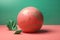 Globe sphere orb watermelon concept on pastel background. minimal idea food and fruit concept. AI generated