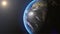 The globe spinning on satellite view on dark background. turning earth background , loop-able 3d animation, Earth from space loop