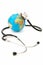 Globe and stethoscope