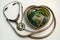 A globe with a stethoscope world health day concept