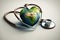 A globe with a stethoscope world health day concept