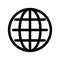 Globe symbol. Planet Earth or internet browser sign. Outline modern design element. Simple black flat vector icon with