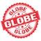 GLOBE text on red round stamp sign
