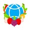 Globe with vegetables illustration. world vegan day, healthy food illustration design