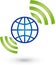 Globe and Wi-Fi waves, wi-fi and internet logo