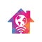 Globe wifi home shape concept logo design icon.