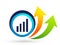 Globe world business growing increasing  two arrowsprogress successful graph bar chart celebrating illustration vector