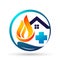 Globe world fire Flame people home medical care energy logo symbol icon nature drops elements vector design on white background