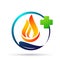 Globe world fire Flame people medical care energy logo symbol icon nature drops elements vector design on white background