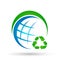 Globe world recycle green logo icon element on white background