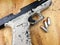 Glock handgun firearm pistol with bullets