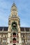 Glockenspiel is clock chimes of New Town Hall, town hall. Marienplatz in Munich. Gemany