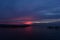 Gloomy blue sky nightfall in the last glow of twilight light over the lake