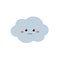 Gloomy cartoon cloud character in flat style