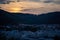 Gloomy cityscape of Oberkochen captured at sunset