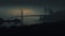 Gloomy Golden Gate Bridge Silhouette In Darkly Romantic Illustration Style