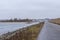 Gloomy late autumn morning at New Bedford hurricane barrier