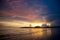 Gloomy tropical sunset,Sunset over Water and Islands,Thailand