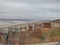 Gloomy View of Rusty Protective Border Wall Mexico Tijuana and United States