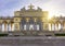 Gloriette pavilion in Schonbrunn park at sunset, Vienna, Austria