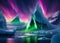 Glorious Aurora Borealis over Antarctica landscape. AI generative.